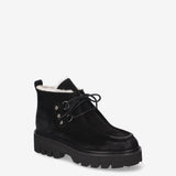 Suede Lace-Up Boots with Shearling Lining Black