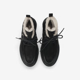 Suede Lace-Up Boots with Shearling Lining Black