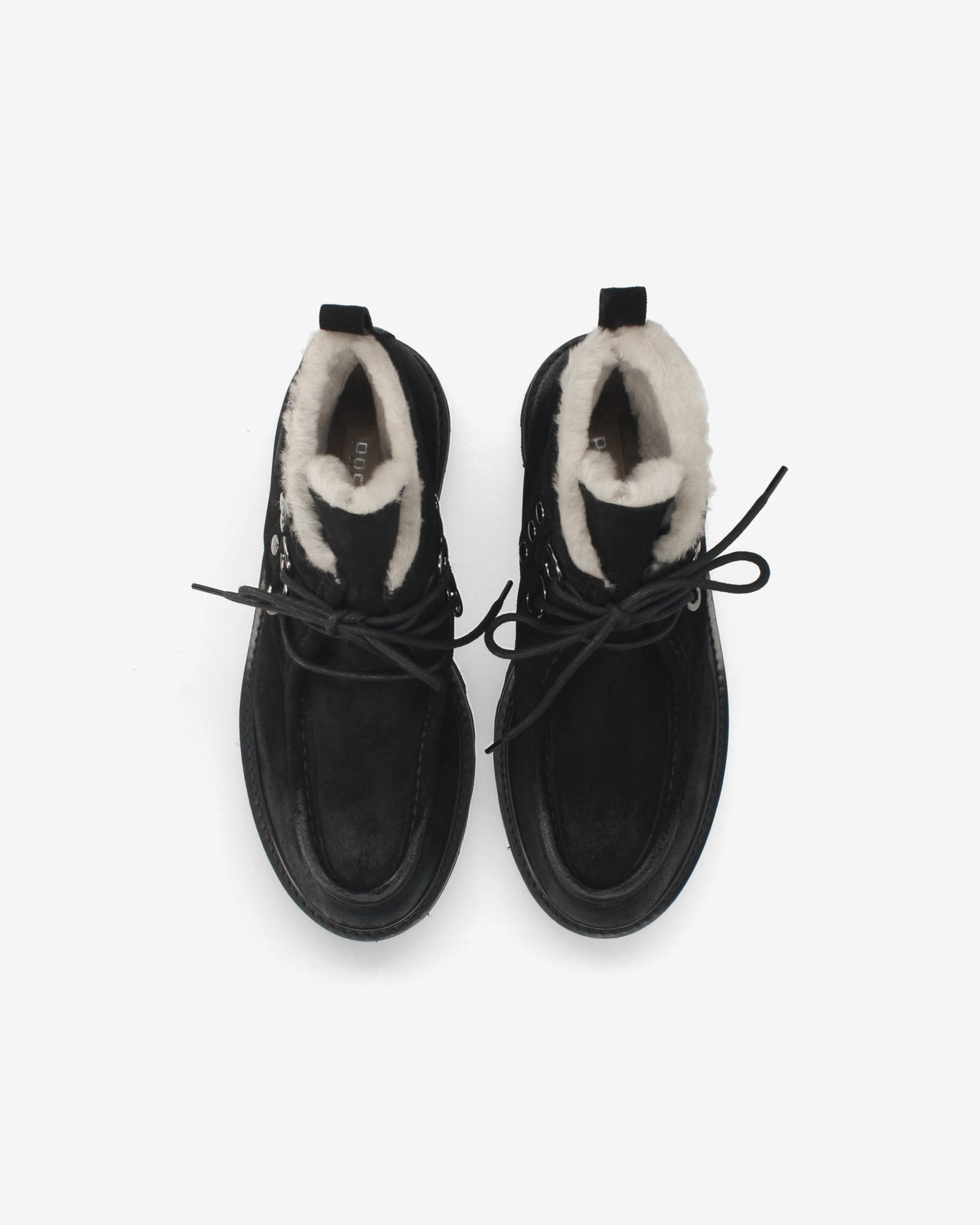 Suede Lace-Up Boots with Shearling Lining Black