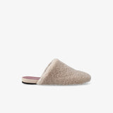 Slippers in Sheepskin and Taupe Leather
