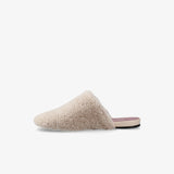 Slippers in Sheepskin and Taupe Leather