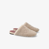 Slippers in Sheepskin and Taupe Leather