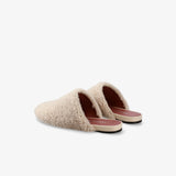 Slippers in Sheepskin and Taupe Leather