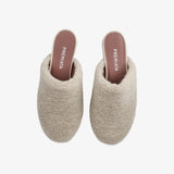 Slippers in Sheepskin and Taupe Leather