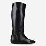 Black Leather Flat Boot M7215A