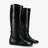 Black Leather Flat Boot M7215A