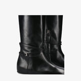 Black Leather Flat Boot M7215A