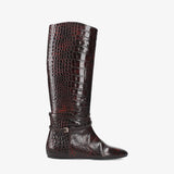 Brown Leather Flat Boot M7215CA