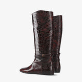 Brown Leather Flat Boot M7215CA