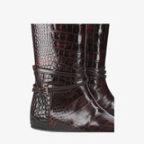 Brown Leather Flat Boot M7215CA