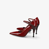 Prune Leather Heels M7222A