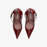 Prune Leather Heels M7222A