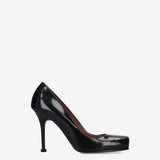 Black Leather Heels M7226A