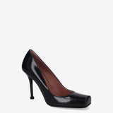 Black Leather Heels M7226A