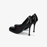 Black Leather Heels M7226A