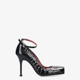Black Leather Studded Shoes
