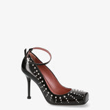 Black Leather Studded Shoes