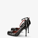 Black Leather Studded Shoes