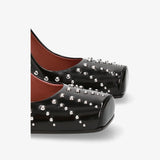Black Leather Studded Shoes