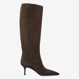 Suede Tall Boots Dark Brown