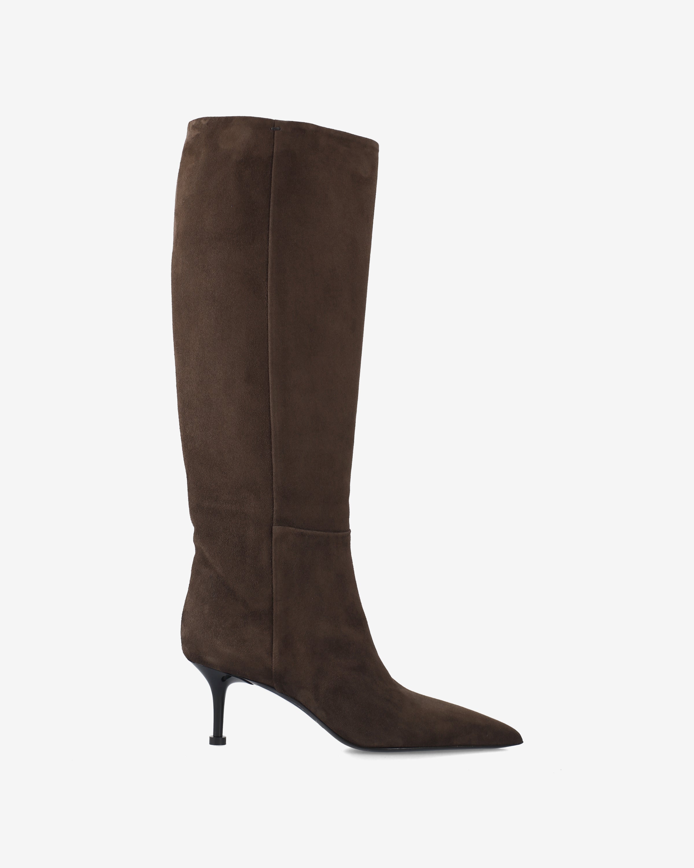 Suede Tall Boots Dark Brown