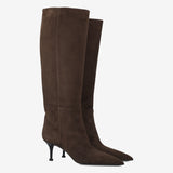 Suede Tall Boots Dark Brown