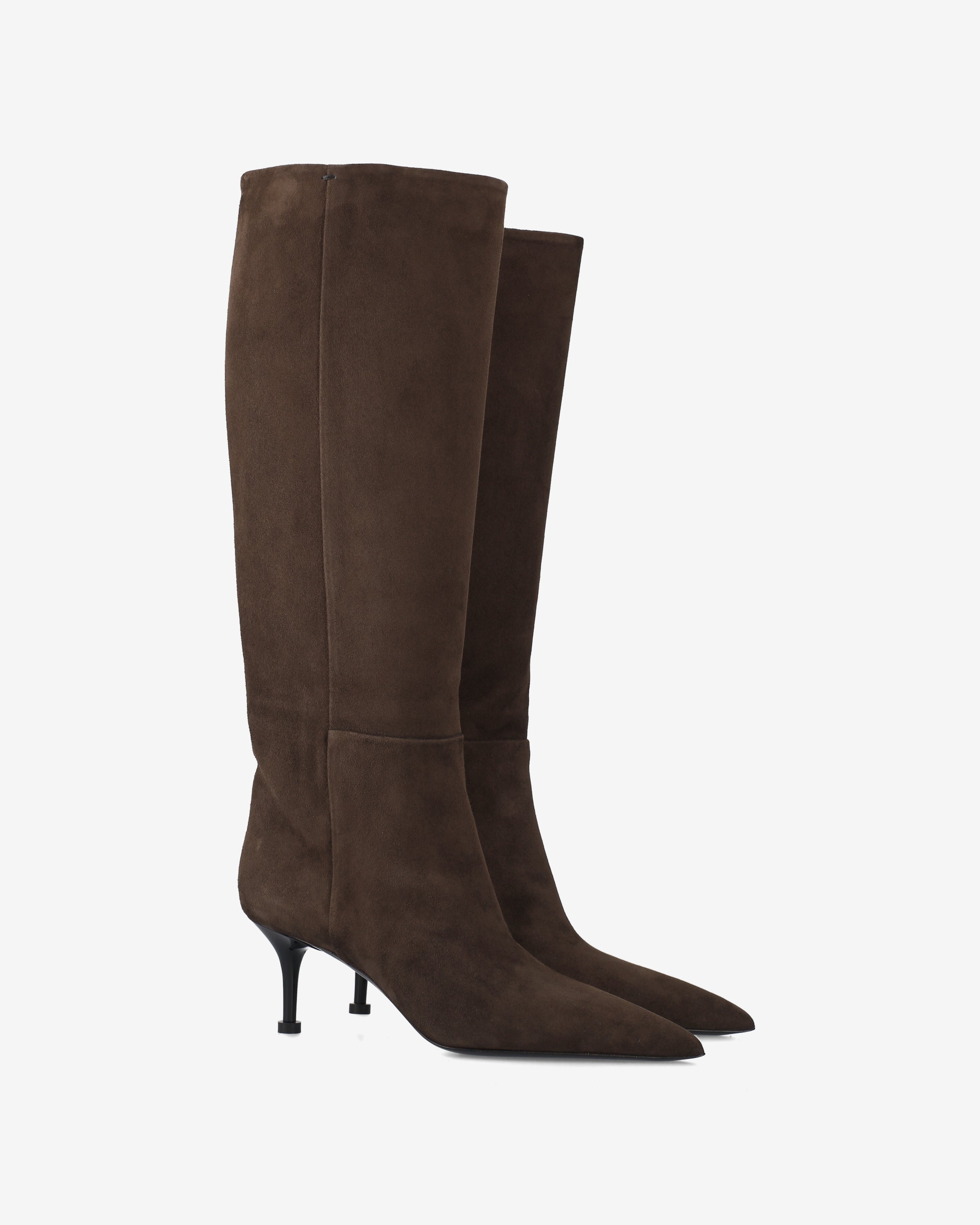 Suede Tall Boots Dark Brown