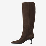 Suede Tall Boots Dark Brown