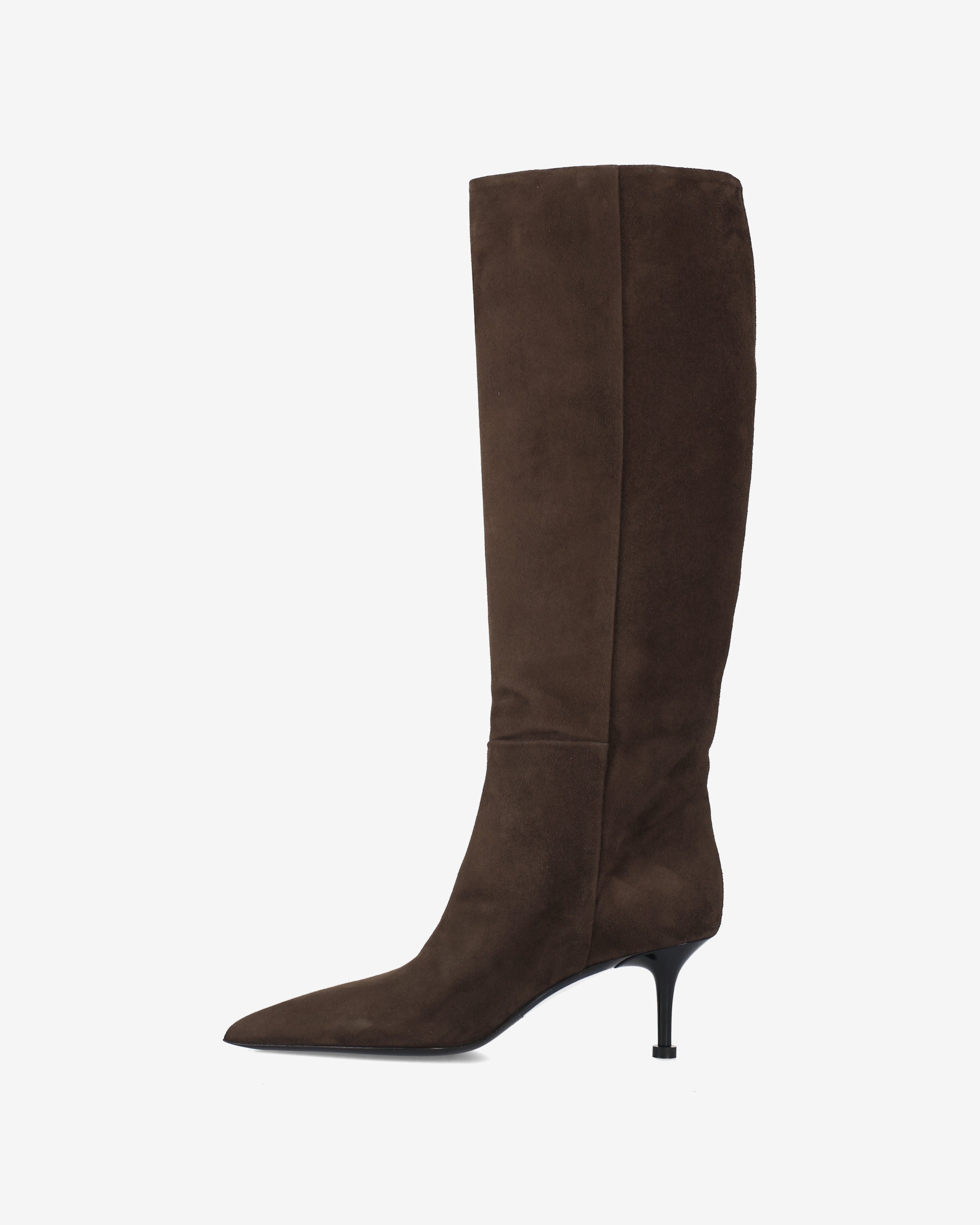 Suede Tall Boots Dark Brown