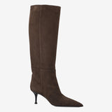 Suede Tall Boots Dark Brown