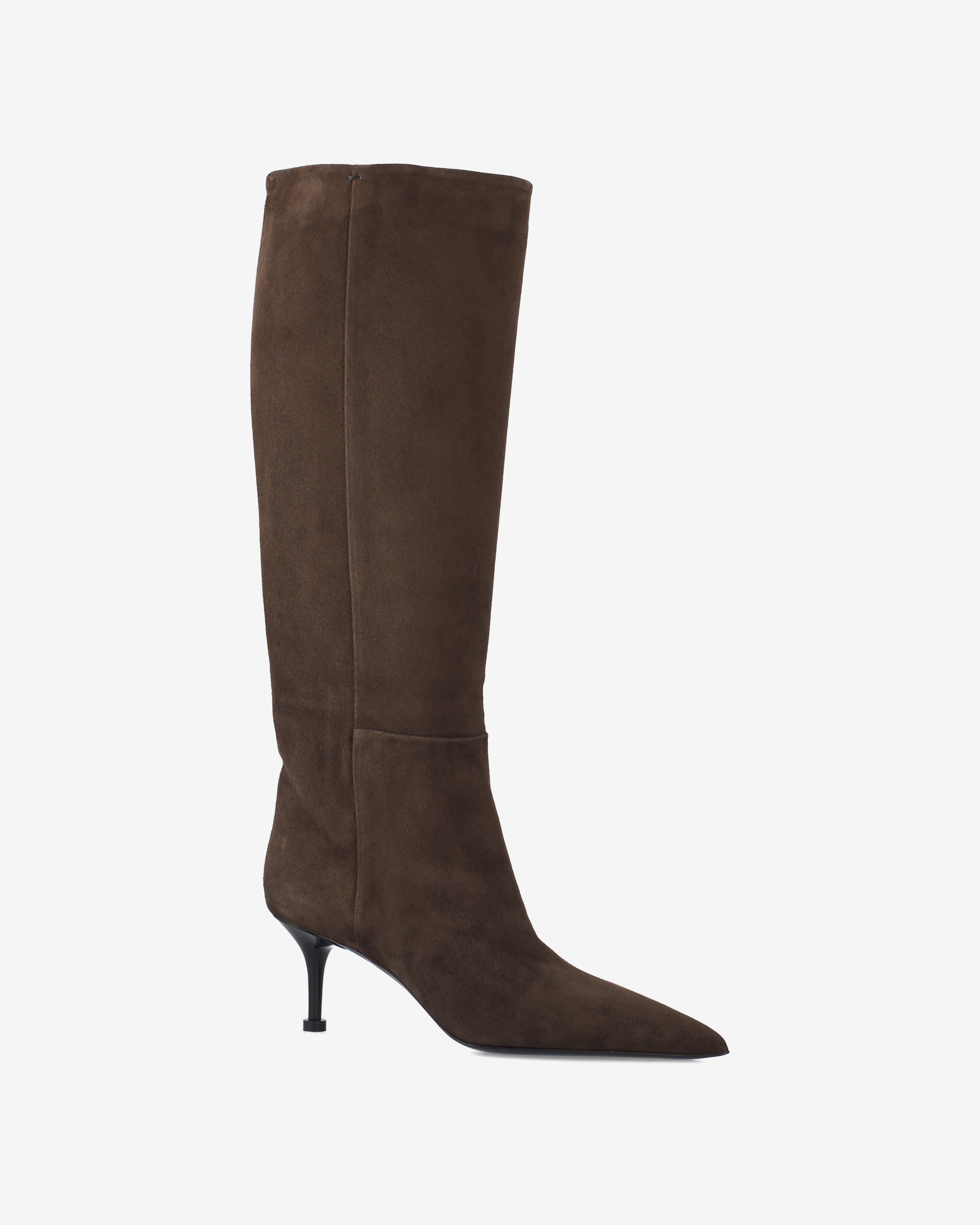 Suede Tall Boots Dark Brown