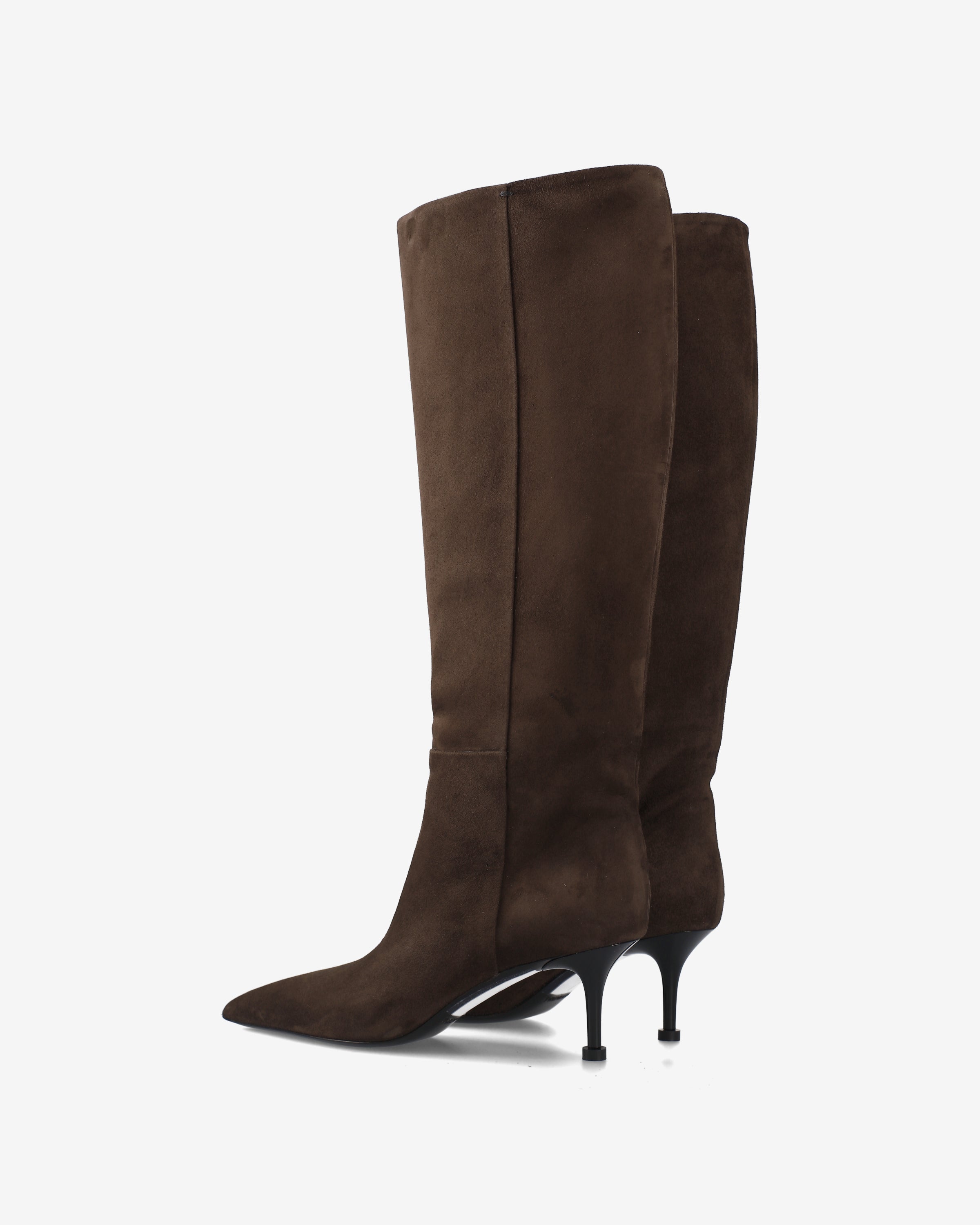 Suede Tall Boots Dark Brown