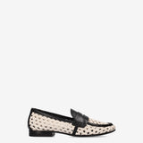 Woven raffia and leather loafer