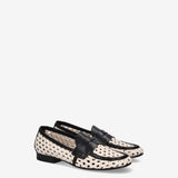 Woven raffia and leather loafer