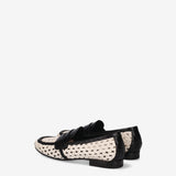 Woven raffia and leather loafer