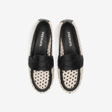 Woven raffia and leather loafer