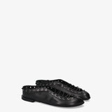 Lace-up leather ballerina shoes