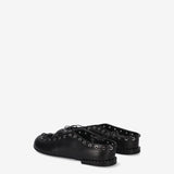 Lace-up leather ballerina shoes