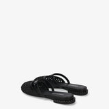 Raffia and nappa leather sandals