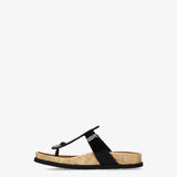 Patent leather buckle sandals