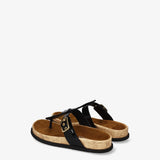 Patent leather buckle sandals