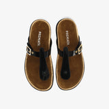 Patent leather buckle sandals