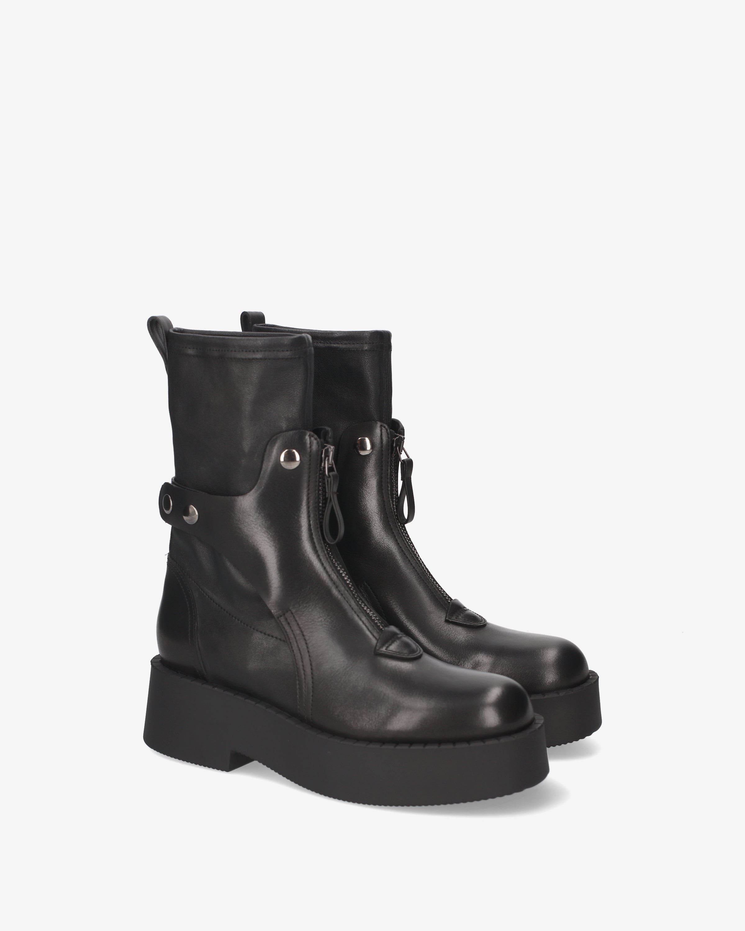 Studded Platform Ankle Boots Black