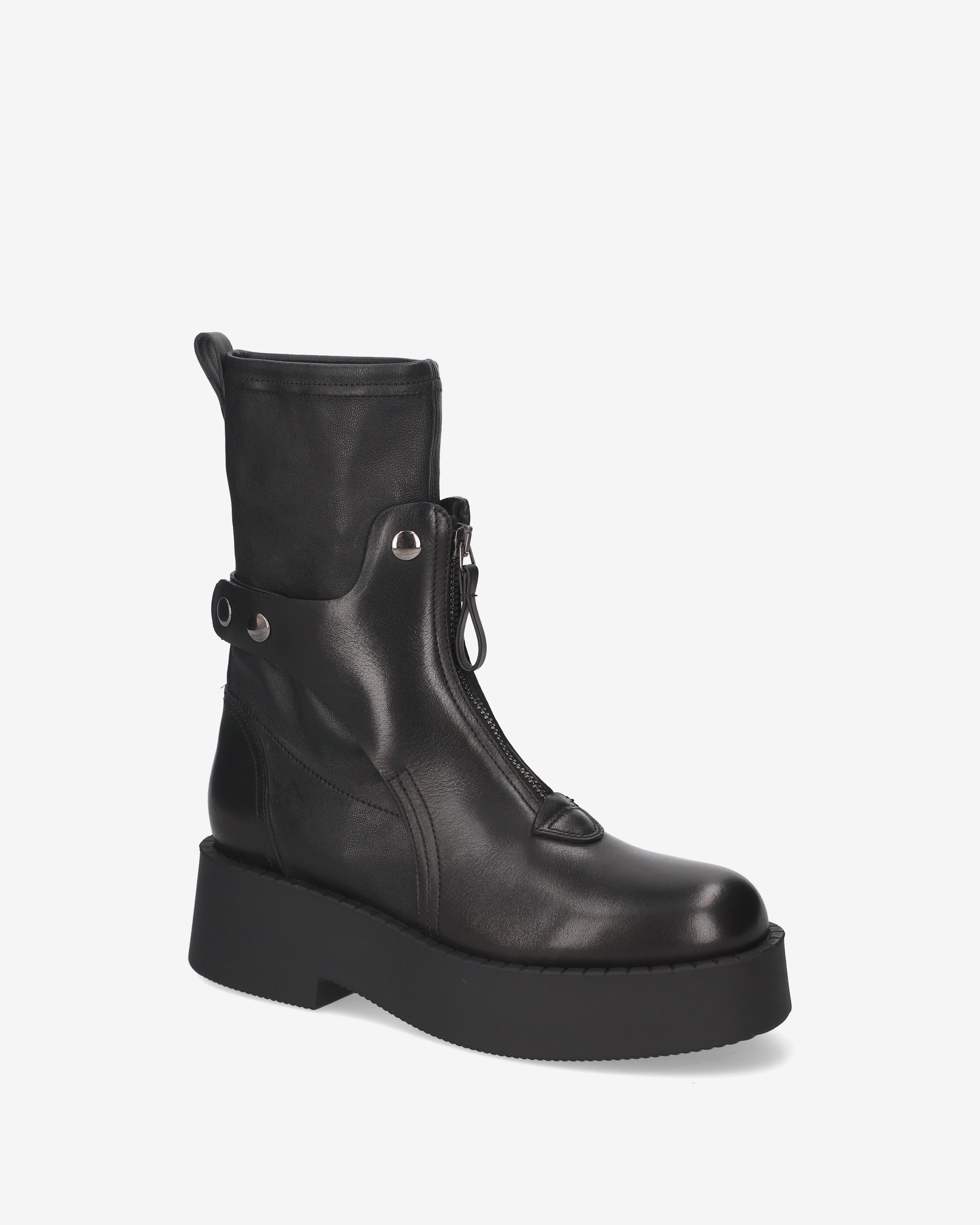 Studded Platform Ankle Boots Black