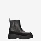 Leather and Suede Platform Ankle Boots Black