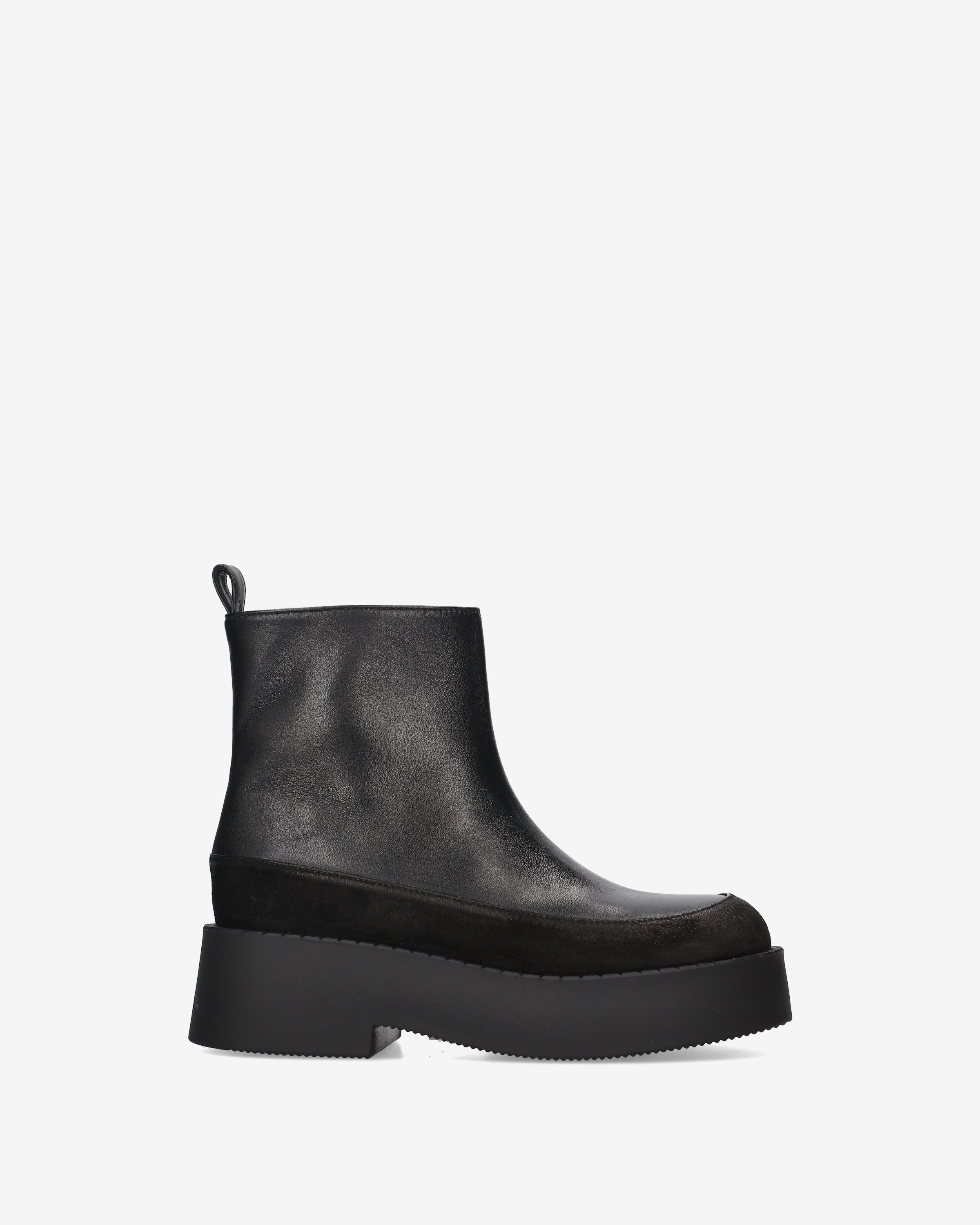 Leather and Suede Platform Ankle Boots Black