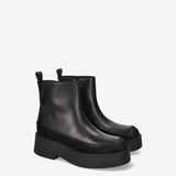 Leather and Suede Platform Ankle Boots Black