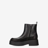 Leather and Suede Platform Ankle Boots Black