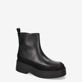 Leather and Suede Platform Ankle Boots Black