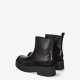 Leather and Suede Platform Ankle Boots Black